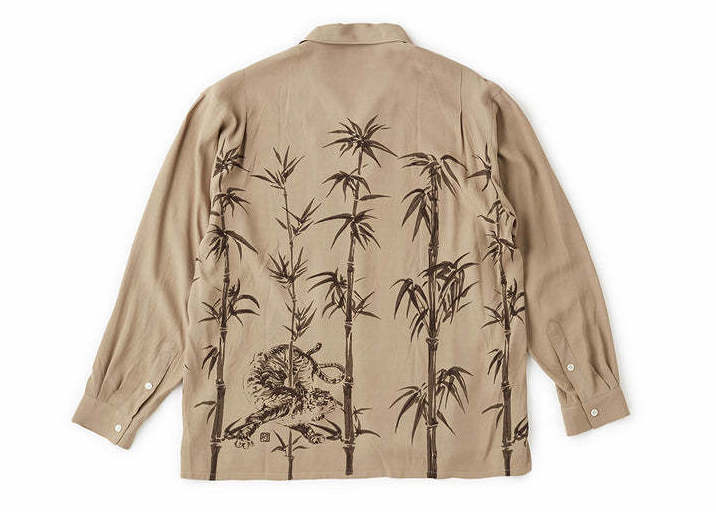ORIGINAL PRINTED OPEN COLLAR SHIRTS(TIGER)(DUNE)