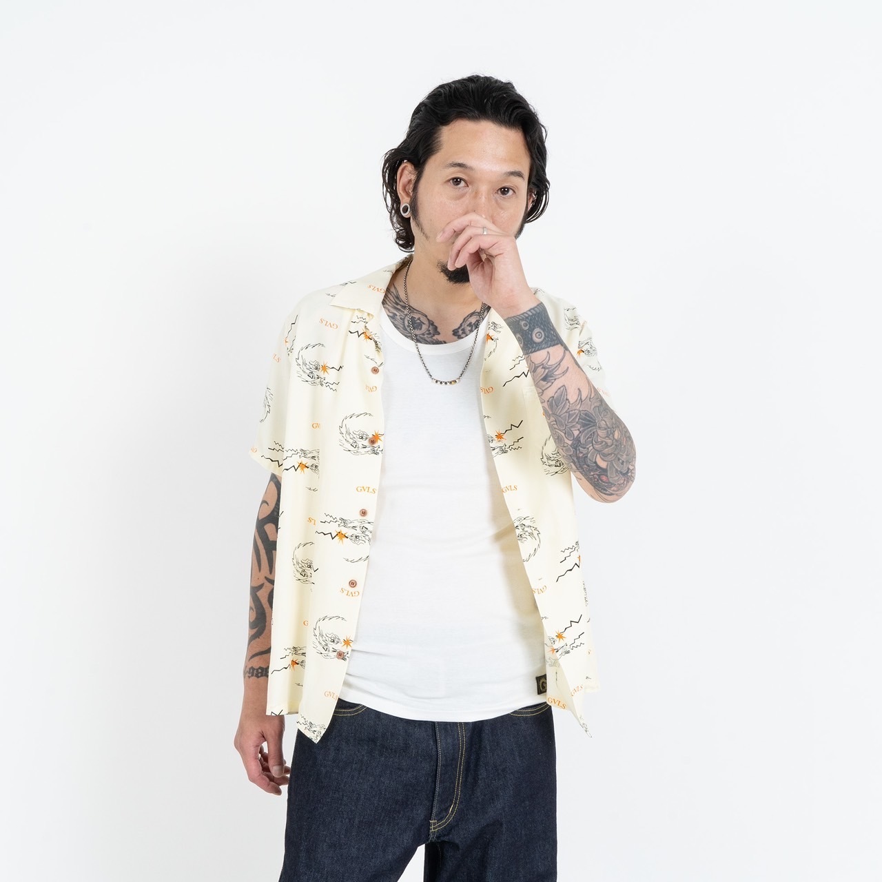 S/S ALOHA SHIRTS "GDR" (CREAM)