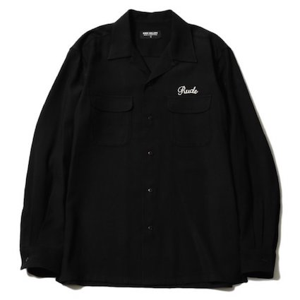 SCRIPT LOGO OPEN COLLAR SHIRTS (BLACK)