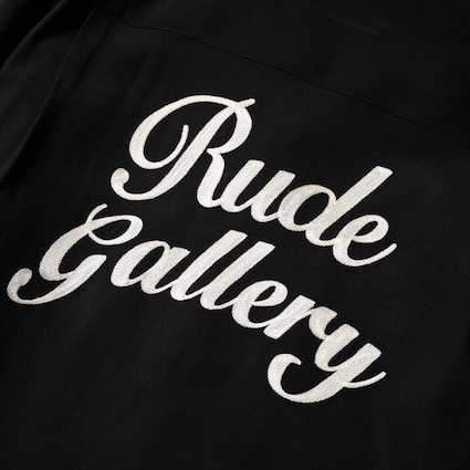 SCRIPT LOGO OPEN COLLAR SHIRTS (BLACK)