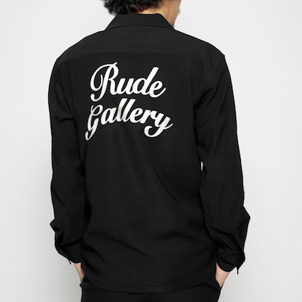 SCRIPT LOGO OPEN COLLAR SHIRTS (BLACK)