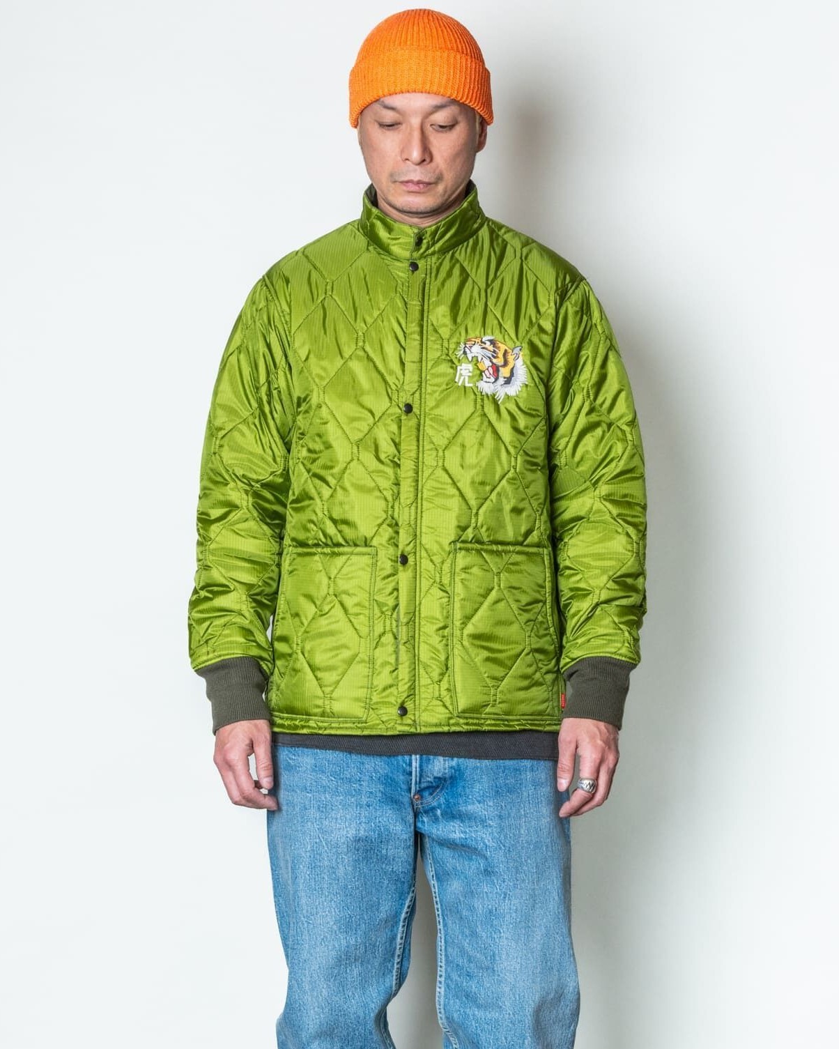 STAND COLLAR QUILTING JACKET<���ɽ�>(KAHKI-GREEN)