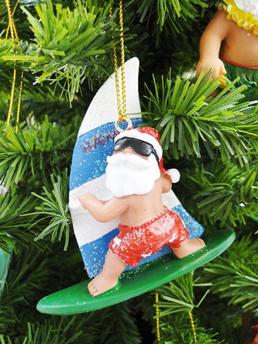 ハワイアン　クリスマスオーナメント　（ウィンドサーフィンサンタ）|クリスマスグッズ
