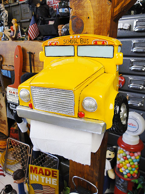 ４点セット アメリカン トイレットペーパーホルダー スクールバス 車 イエロー クラシックカー トイレットペーパーホルダー （スクールバス）の通販