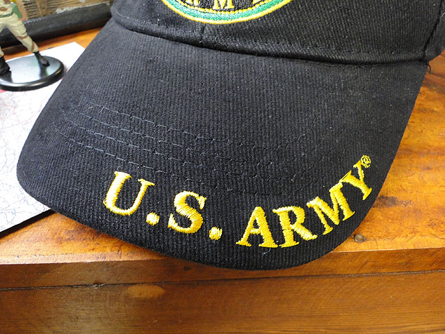 90's~ US ARMY 刺繍キャップ USA製 アーミー ミリタリー ブラッ