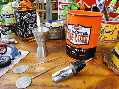 ハーレーダビッドソン　オイル缶　カクテルギフトセット|ハーレーダビッドソングッズ|男の秘密基地作りに！ガレージング雑貨