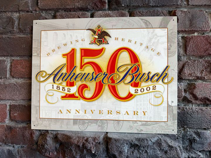 アンハイザーブッシュ 150周年アニバーサリー ブリキ看板の通販