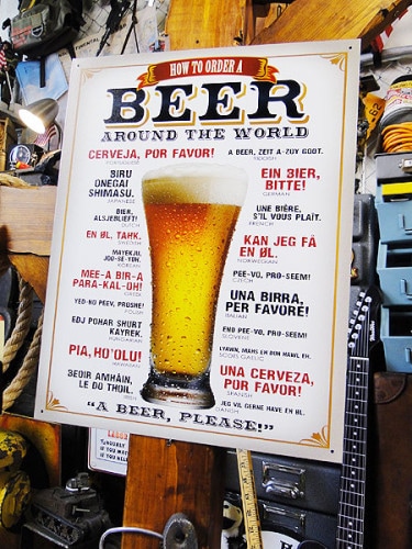 世界の「ビールの注文時のセリフ」を集めた　ブリキ看板|パブグッズ/バーグッズ/お酒関連グッズ