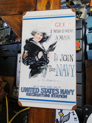 U.S.ヘヴィースチールサインもしも私が男だったら・・・アメリカ海軍募集看板|ミリタリー|ボクらの原点そして永遠！ブリキ看板