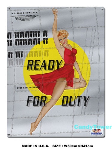 ピンナップガール　READY FOR DUTY　ブリキ看板|ミリタリー|ボクらの原点そして永遠！ブリキ看板