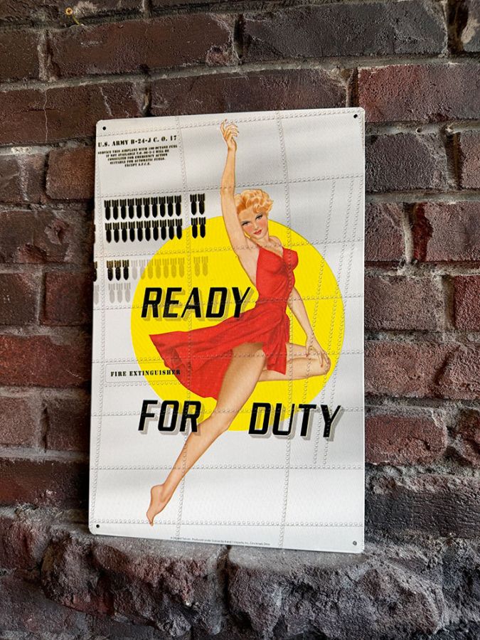 ピンナップガール READY FOR DUTY ミリタリー ブリキ看板の通販