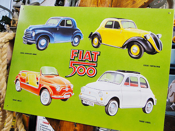 フィアット500 チンクエチェント 歴代モデル ブリキ看板の通販・販売