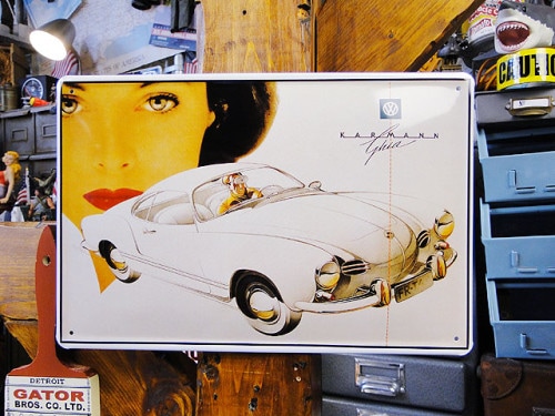 世界の名車＆クラシックカー　3Dメタルサイン　（カルマンギア）