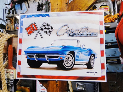 1958年 シボレー コルベット C1 ＆ エンブレム ブリキ看板の通販・販売