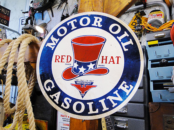 アメリカンオイルメーカー U.S.ヘヴィースチールサイン （レッドハット