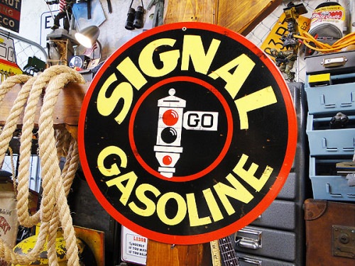 アメリカンオイルメーカー　U.S.ヘヴィースチールサイン　（シグナルガソリン）　|ヘヴィースチール製 ハイクオリティ仕上げ|ボクらの原点そして永遠！ブリキ看板