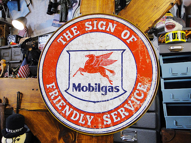 モービルガス ブリキ看板フレンドリーサービスの通販・販売 | アメリカ