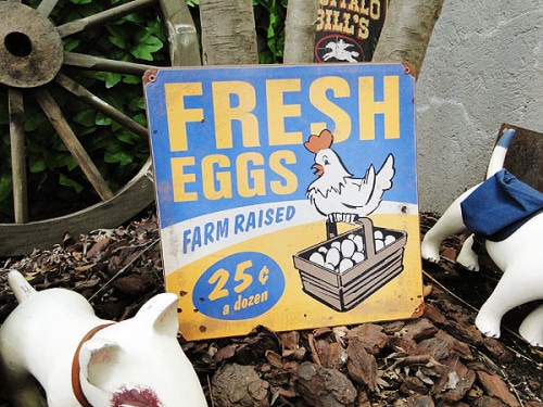 フレッシュエッグ　U.S.ヘヴィースチールサイン|アメリカンポップ|ボクらの原点そして永遠！ブリキ看板