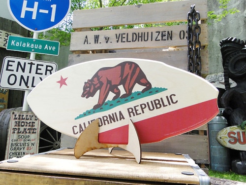 ミニサーフボード　（カリフォルニア州旗）|ハワイアン雑貨