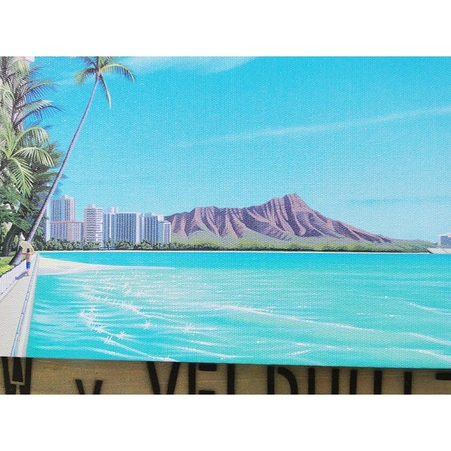ハワイ　ワイキキビーチ　キャンバス画 ハワイアン キャンバスアート （ワイキキビーチ/パームツリー） 栗山