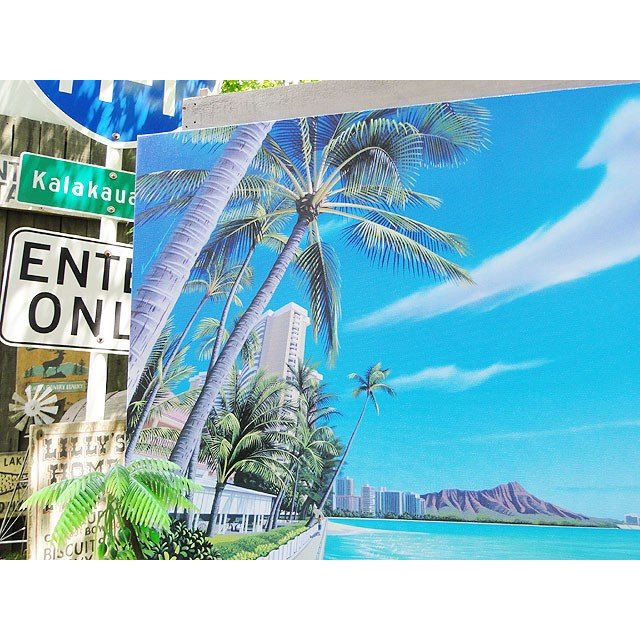 ハワイアン キャンバスアート （ワイキキビーチ/パームツリー） 栗山