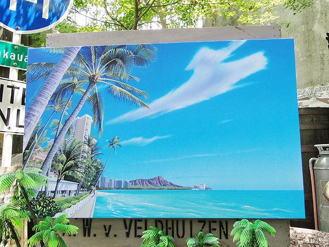 ハワイアン キャンバスアート （ワイキキビーチ/パームツリー） 栗山