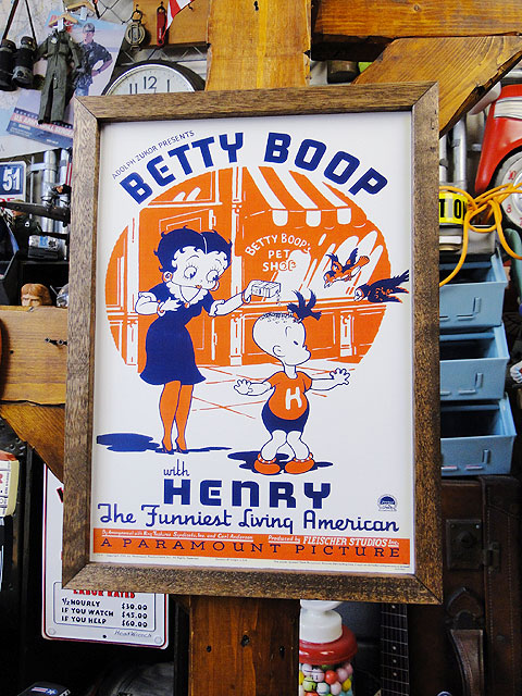 ポスターフレーム （ベティ・ブープ/ヘンリー） ポスター＆木製