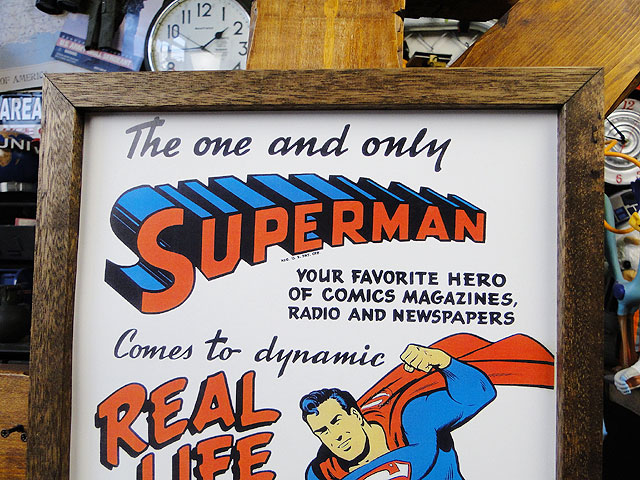 ポスターフレーム （スーパーマン/リアルライフ） ポスター＆木製