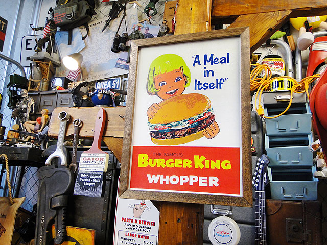 1970sバーガーキング タペストリー・ラグ 広告用アイテム ポスターフレーム （バーガーキング/ワッパー） ポスター＆木製