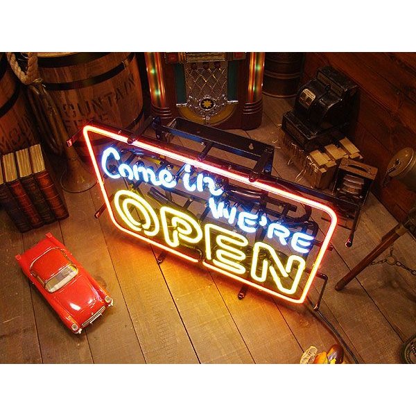 即納在庫ありCome in Come in WE'RE OPEN ネオン管 □ □ アメリカ雑貨