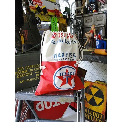 テキサコオイル　キンチャク袋 |バッグ/トート/リュック/ポーチ|男の秘密基地作りに！ガレージング雑貨