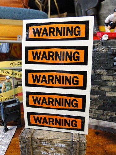 ミニ警告ステッカー5連　U.S.パブリックサインステッカーシリーズ　（ワーニング）|ステッカー|男の秘密基地作りに！ガレージング雑貨