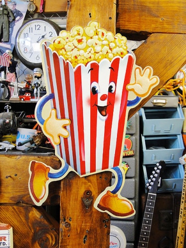ポップコーンマン　エンボスティンサイン|アメリカンポップ|ボクらの原点そして永遠！ブリキ看板