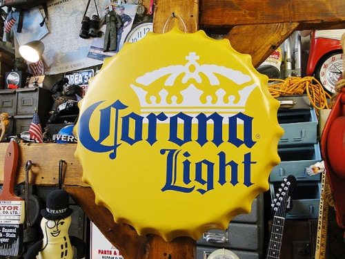 コロナ　ボトルキャップサイン　（コロナ・ライト）　コロナビール|パブグッズ/バーグッズ/お酒関連グッズ