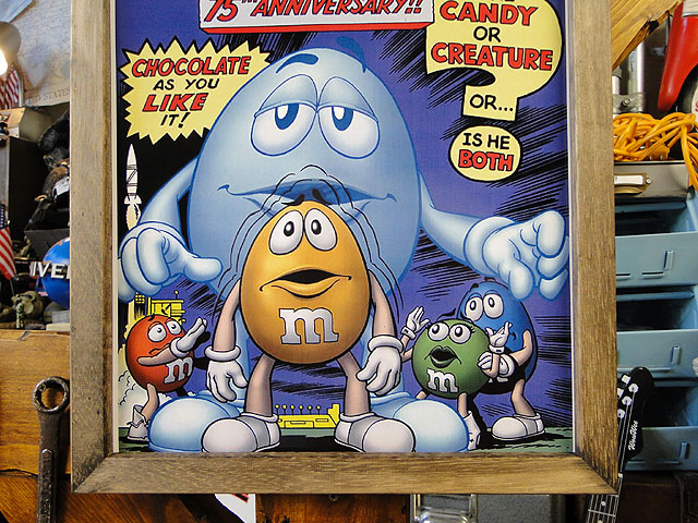 ポスターフレーム （m&m's/イエロー75周年） ポスター＆木製