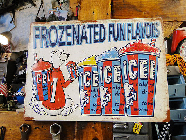 専用ページ　70年代　　アイシー　サイン ICEE アイシーベアー＆フローズン エンボスティンサインの通販