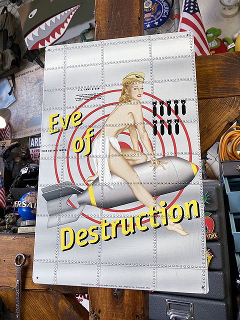 ピンナップガール ミリタリーアート ブリキ看板 （Eve of Destruction