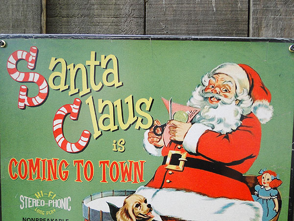 ☆稀少な絶盤品☆ クリスマス U.S.ヘヴィースチールサイン （サンタが