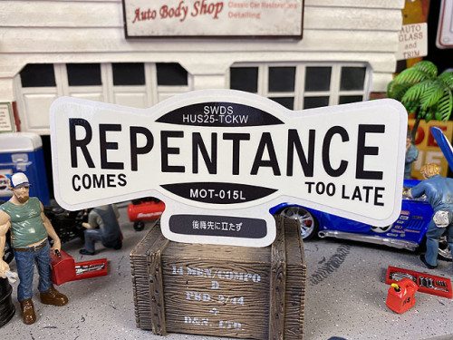 座右の銘ステッカー　Lサイズ　（後悔先に立たず）　モットーデカール　MOT-015L|コトワザステッカー|ステッカー