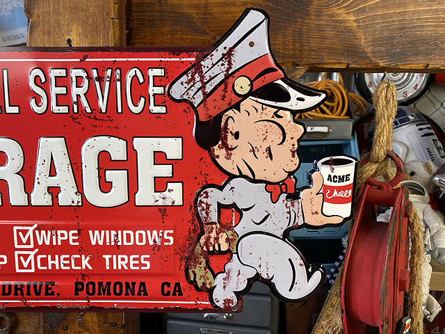 ボブズ フルサービスガレージ エンボスティンサインの通販・販売