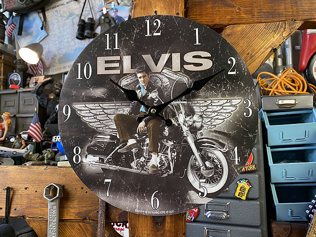 エルヴィス・プレスリー ＆ ハーレーダビッドソン ウォールクロックの