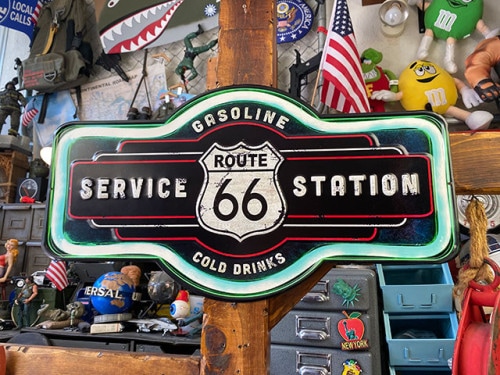 ルート66　サービスステーション　エンボスティンサイン|ルート66|ボクらの原点そして永遠！ブリキ看板