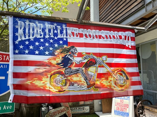 アメリカンバイカーズフラッグ　（スカルライダー）|フラッグ/バナー/壁飾り|男の秘密基地作りに！ガレージング雑貨