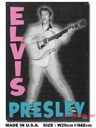 エルビス・プレスリー　（ホワイト＆ブラック）　ブリキ看板|有名人/映画スター/テレビ俳優|ボクらの原点そして永遠！ブリキ看板