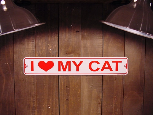 I LOVE MY CAT　アイ・ラブ・マイ・キャット　ミニストリートサイン|ストリートサイン|ボクらの原点そして永遠！ブリキ看板