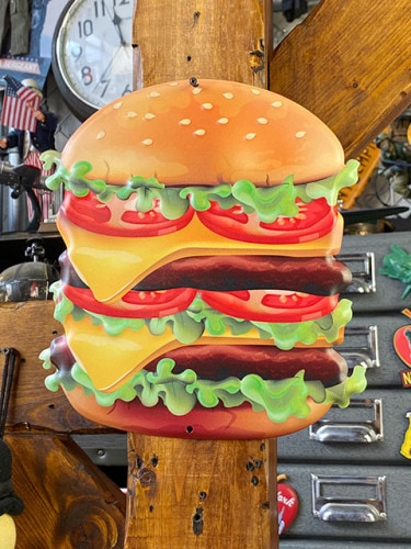 ハンバーガー　エンボスティンサイン　（ダブルデッカー）|アメリカンポップ|ボクらの原点そして永遠！ブリキ看板