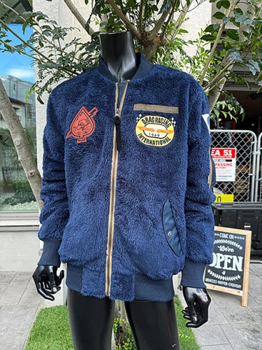 クレイスミス　ボアフリースジャケット　BIG LOTS　防風仕様　（ネイビー）|ムーンアイズグッズ|男の秘密基地作りに！ガレージング雑貨