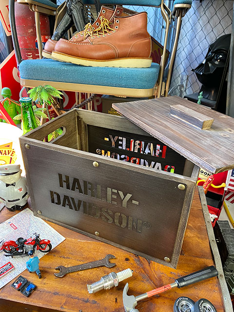 ハーレーダビッドソン ウッデンストレージボックス フタ付き木箱の通販