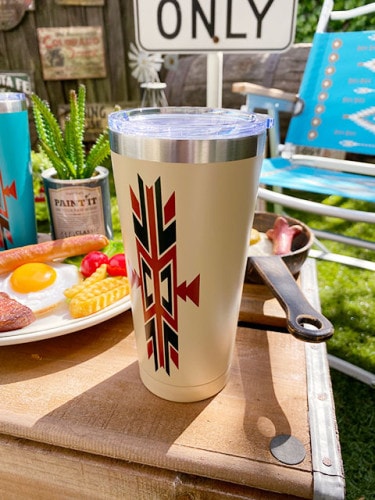 ネイティブパターン　ステンレスタンブラー　500ml　単品　（ベージュ）|BBQ用品/食器/コップ/フラスク|アウトドア