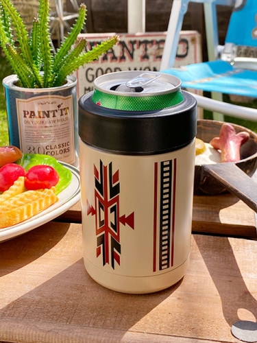 ネイティブパターン　缶クーラー　350ml缶用　単品　（ベージュ）|BBQ用品/食器/コップ/フラスク|アウトドア